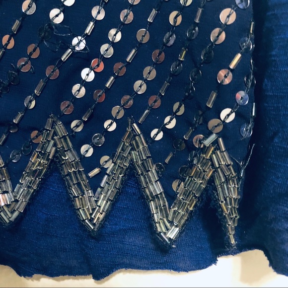 Free People Royal Blue Sequin Cami Spaghetti Strap, Soft 100% Viscose - Picture 5 of 7